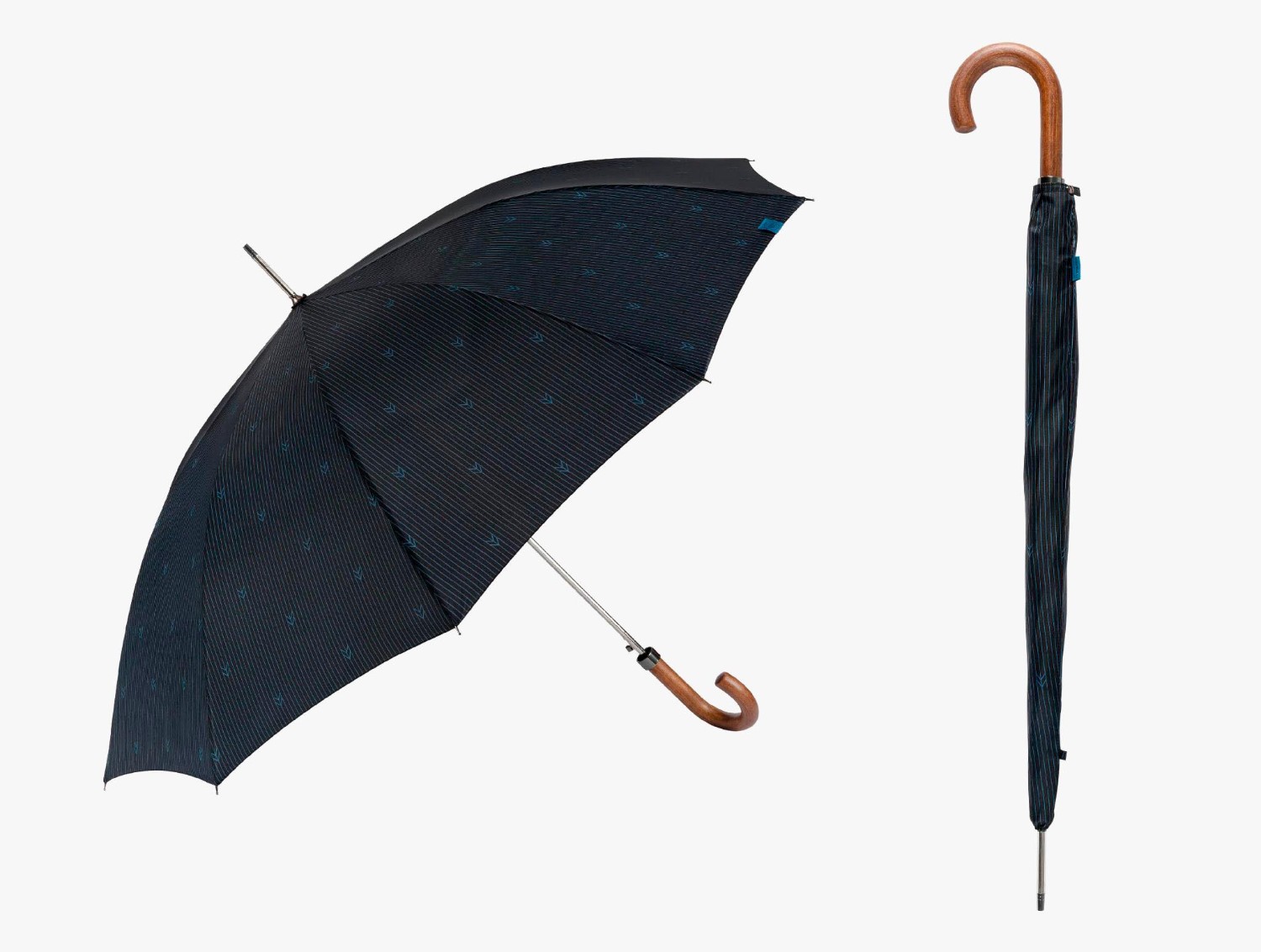 Paraguas largo hombre con puño de madera, estampado - Imagen 4