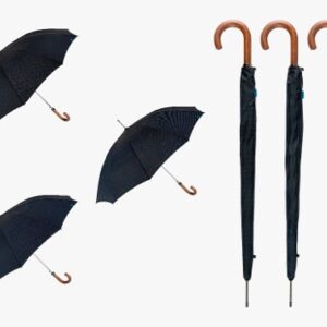 Paraguas largo hombre con puño de madera, estampado