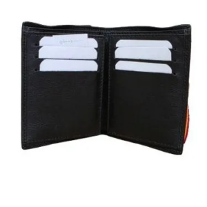 Cartera de piel para hombre con elástico de bandera de España, sin monedero