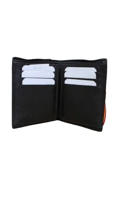 Cartera de piel para hombre con elástico de bandera de España, sin monedero