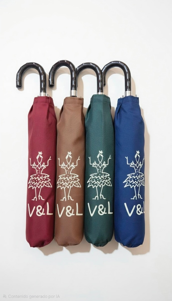Paraguas Plegable Victorio y Lucchino con Puño Curvo y Funda