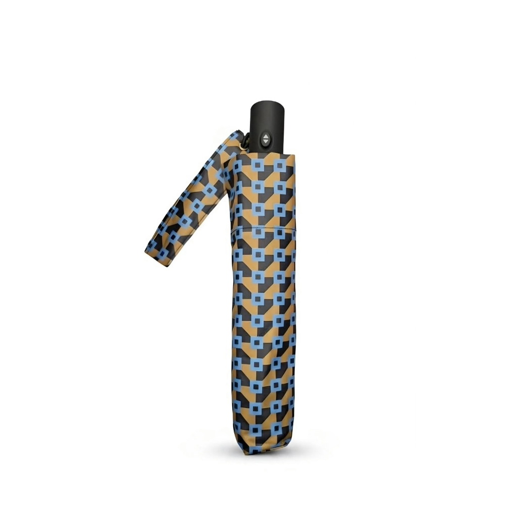 Paraguas plegable automático de mujer con botón para abrir y cerrar, estampado geométrico - Imagen 2