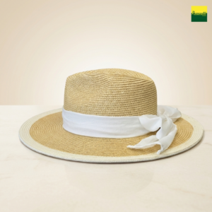 Sombrero Indiana con Ala Ancha y Cinta Blanca