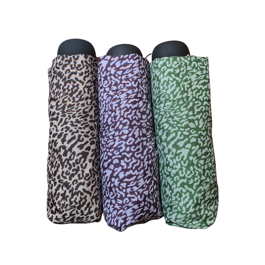 Paraguas Plegable Mini con Estampado Animal Print y Funda