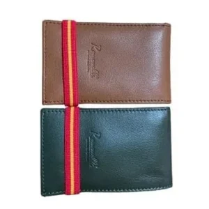 Billetera Tarjetero Slim de Piel con Elástico Bandera de España