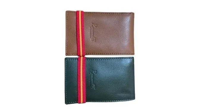 Billetera Tarjetero Slim de Piel con Elástico Bandera de España