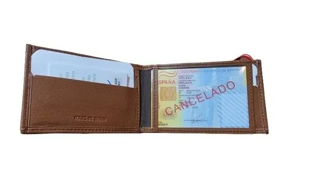 Billetera Tarjetero Slim de Piel con Elástico Bandera de España - Imagen 3