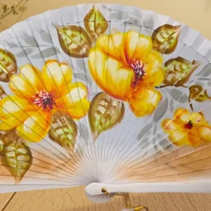 Abanico Artesanal de Madera Pintado a Mano con Flores