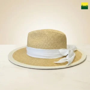 Sombrero Indiana con Ala Ancha y Cinta Blanca