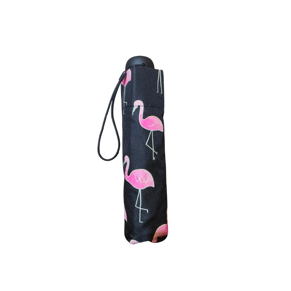 Paraguas Plegable con Estampado de Flamencos y Funda - Imagen 2