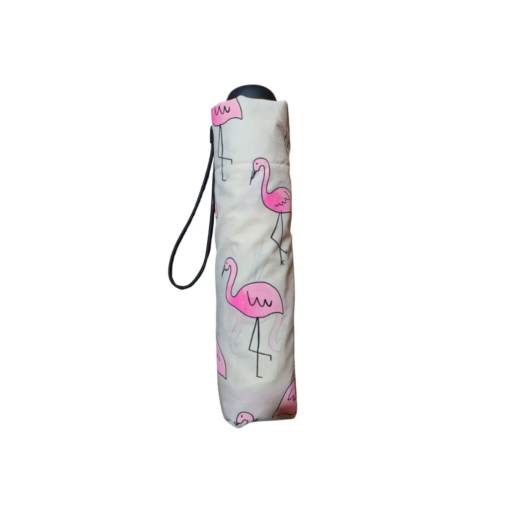 Paraguas Plegable con Estampado de Flamencos y Funda - Imagen 3