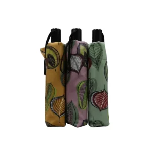 Paraguas Plegable con Estampado de Hojas Botanicas y Funda