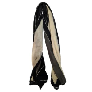 Fular Geométrico en Tonos Negro, Verde oliva y Beige Bufanda de Mujer