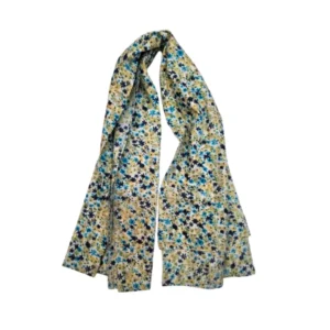Fular Estampado Floral en Tonos Azul, Amarillo y Blanco Bufanda de Mujer