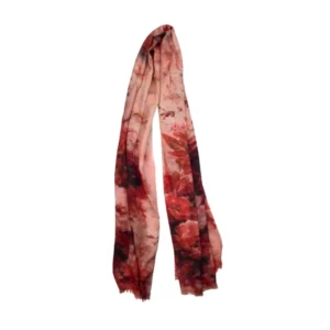 Fular Estampado Floral en Tonos Rosas y Rojos Bufanda de Mujer