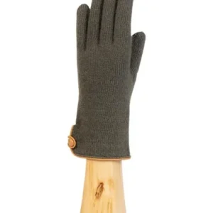 Guantes de cachemir con botón de piel - Santacana