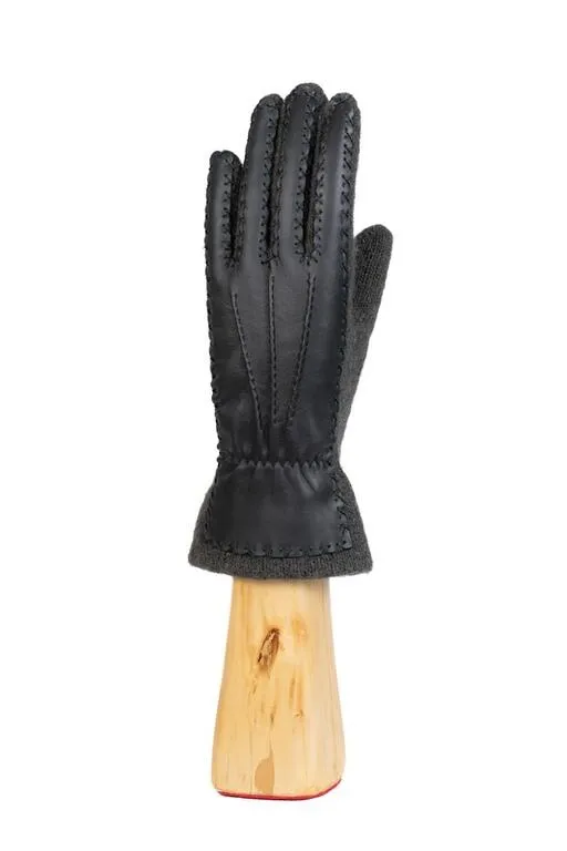 Guantes de angora con dorso de piel - Santacana