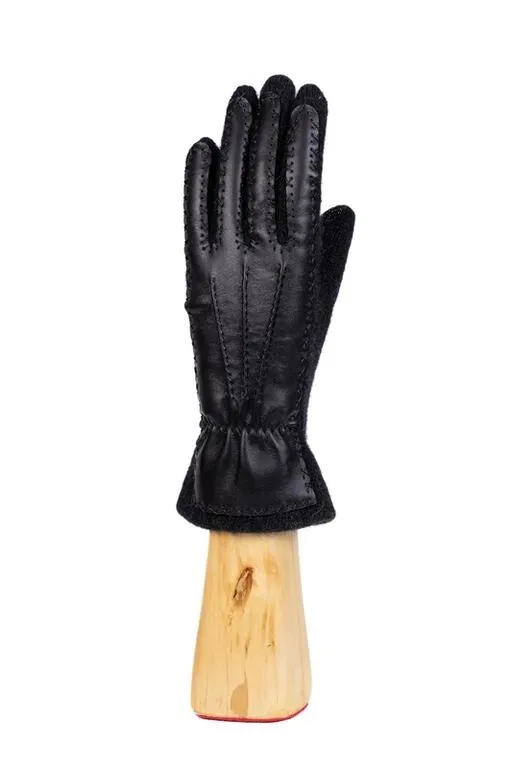 Guantes de angora con dorso de piel - Santacana